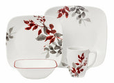 Corelle Boutique | 1101078| Kyoto Leaves Square 16-pc Dinnerware Set, square