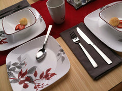 Corelle Boutique | 1101078| Kyoto Leaves Square 16-pc Dinnerware Set, square