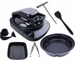 AirGO 5-in-1 Cooking System |AP360| Crepe/Naan Maker, Mini-Oven, Indoor Grill, Air Fryer, Robotic Stir Fryer