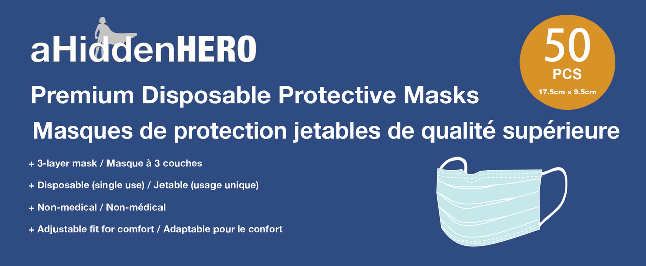 aHiddenHero Premium Disposable Face Mask 50-pcs | THEGUARDIAN