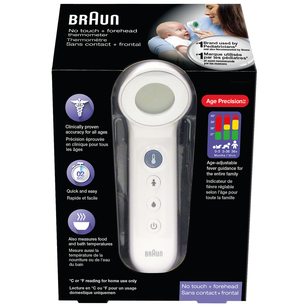 Braun Forehead Thermometer No Touch, incl 2x AA batt | BNT400CA